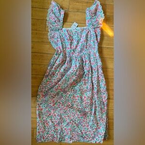 J. Crew Floral Midi Dress - Pink and Green